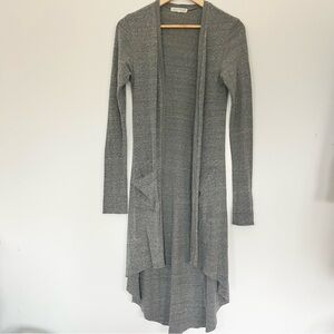 Joah Brown Long Sleeve Duster Cardigan in Heather Gray Soft Open Assymetrical OS